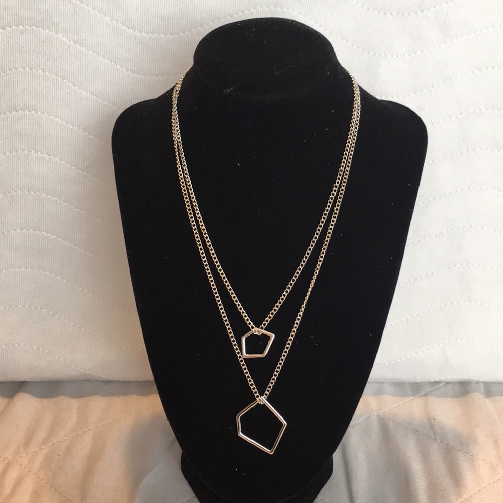 Asymmetrical Silver Tone Double Layer Necklace - Picture 5 of 7